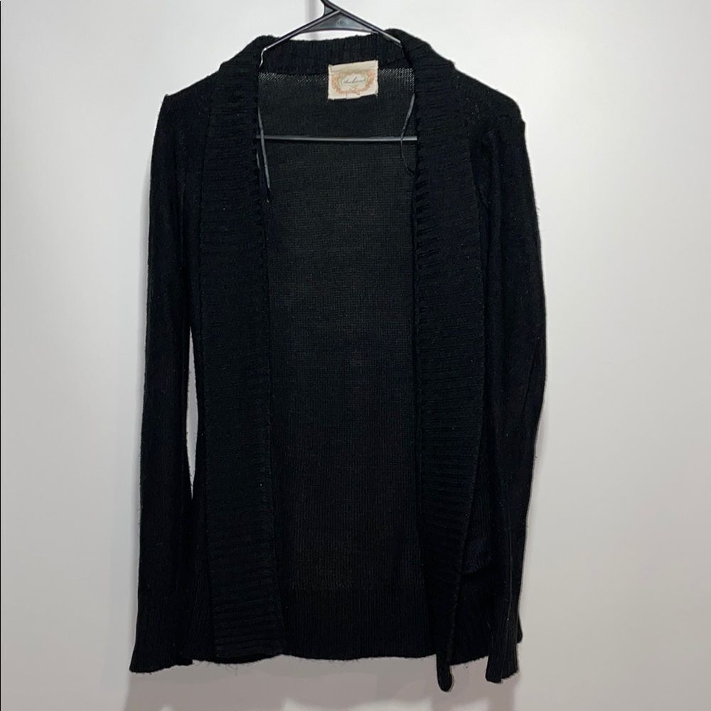 Ambiance Black Knit Open-Front Cardigan